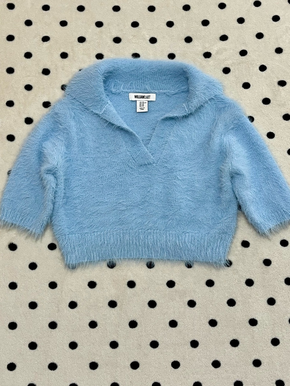 William Rast Fuzzy Cropped Polo Sweater Size XS